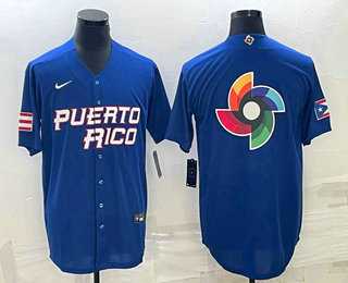 Men%27s Puerto Rico Baseball 2023 Royal World Big Logo With Patch Classic Stitched Jerseys